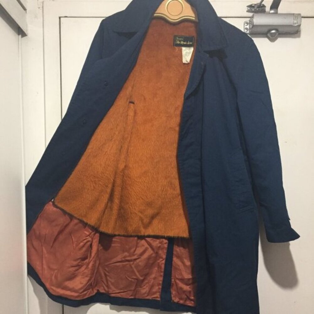 VINTAGE SEARS THE MENS STORE SHERPA LINED TRENCH COATS SIZE L